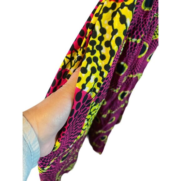 Handmade Dark Pink Yellow Patterned Maxi Skirt - Picture 6 of 11